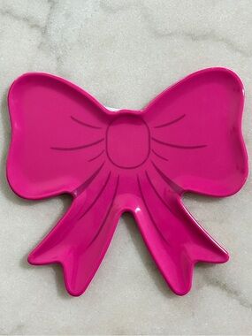 Bow Plate The Spring Shop Pink Bright Bow Plate- Party Bow Tray -Bow Dish-NEW